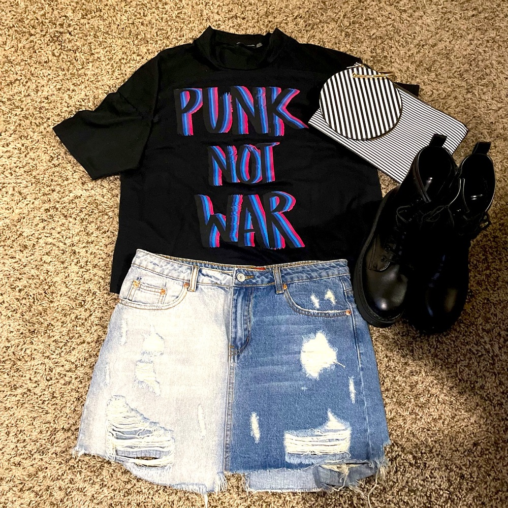 Two Toned Jean Skirt